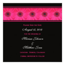 Save the Date Einladung -- Rosa Gerbera-Gänseblümc