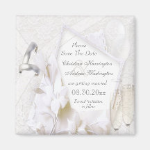 Save the Date Hochzeits-Ringe u. Champagne-Flöten Magnete