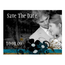 Save the Date mit IHREM Foto - SeaBlue und Brown Postkarten