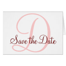 Save the Date Monogramm-Karten-Korallen-Rosa