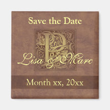Save the Date Monogramm P Kühlschrankmagnet