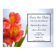 Save the Date orange Lilien-Postkarte