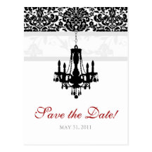 Save the Date Postkarten-Leuchter-Damast BW