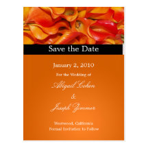 Save the Date Postkarten, orange Calla-Lilien