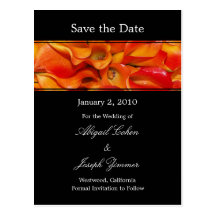 Save the Date Postkarten, orange Calla-Lilien