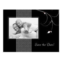 Save the Date Postkarten-schwarze graue Blatt-Beer