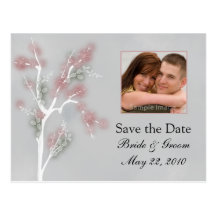 Save the Date - rosa Blumenbaum Postkarten