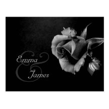 Save the Date Schwarzweiss-Rosen-Postkarte