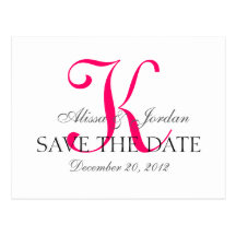 Save the Date Wedding Monogramm-Mitteilungs-Rosa Postkarten