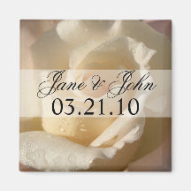 Save the Date weiße Rose Kühlschrankmagnet