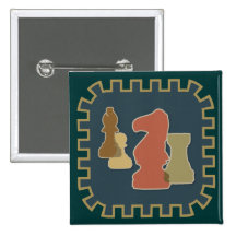 Schach-Stück-Blau-Knopf Button