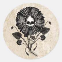 Schädel-Blume Runde Aufkleber