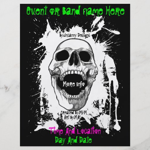 Schädel-Spritzer-Ereignis oder Band-Flyer