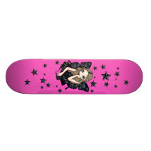 Schädel und Stern-rosa gotisches feenhaftes Skateb Individuelle Skatedecks