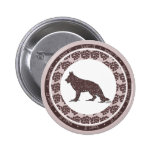 Schäferhund-Hund mit Brown-Herz-Knopf Anstecknadelbutton