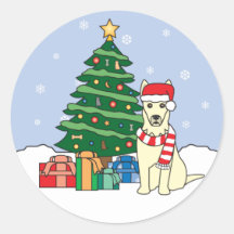 Schäferhund-und Weihnachtsbaum Sticker