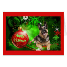 Schäferhund-Weihnachtskarten-rotes Ball-Grün