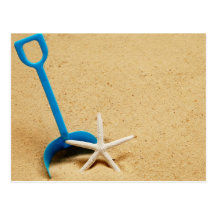 Schaufel-u. Starfish-Strand-Spaß Postkarten