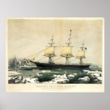 Scherer-Schiffs-rote Jacke im Eis vor Kap Hoorn Poster