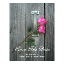 Scheunen-Tür und rosa Rosen, die Save the Date Wed Individuelle Einladungskarten