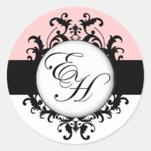 Schicke französische schwarze Monogramm-Damast-Ros
