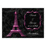 schicke rosa Eiffelturm Paris-Hochzeitseinladung