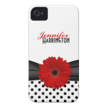 Schicker roter Gerbera-Gänseblümchen-Tupfen iPhone iPhone 4 Cover