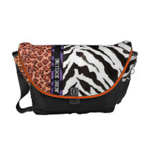 Schickes modisches orange schwarzes Leopardzebra-M Kuriertasche