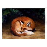 Schläfrige roter Fox-Kunst-Anmerkungs-Karte
