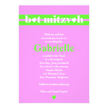 Schläger Mitzvah Einladung Gabrielle rosa Grün