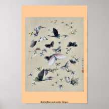 Schmetterlinge und Motten Ukiyoe Poster