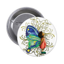 Schmetterlings-Mädchen-Kalligraphie-Knopf Button