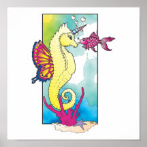 Schmetterlings-Seepferd und -fische Plakatdrucke
