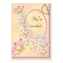 Schmetterlings-und Gänseblümchen-Blumen-Einladung