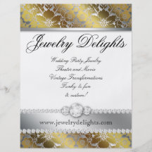 Schmuck-Flyer-Haar-Salon-Blumendamast-Goldsilber