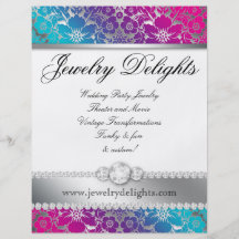 Schmuck-Flyer-Haar-Salon-Blumendamast-Rosa-Blau