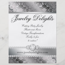 Schmuck-Flyer-Haar-Salon-Blumendamast-Silber