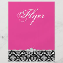 Schmuck-Flyer-Haar-Salon-Damast-Schwarz-Rosa nobel