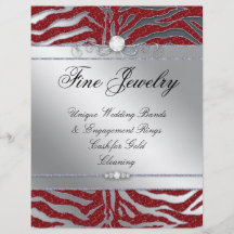 Schmuck-Flyer-Haar-Salonzebra-Schein-Rot-Silber