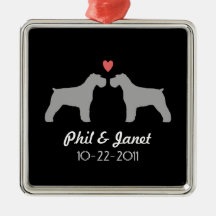 Schnauzer Silhouettes with Heart and Text Ornament