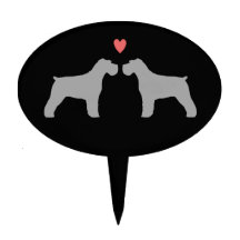 Schnauzer Silhouettes with Heart Cake Topper