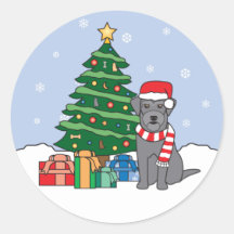 Schnauzer-und Weihnachtsbaum Sticker