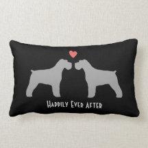 Schnauzers Wedding Dogs with Text Throw Pillows