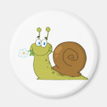 Schnecke mit einer Blume in seinem Mund Kühlschrankmagnete