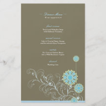 Schnee-Blumen-Wirbels-blauer Hochzeits-Menü ~ Flye