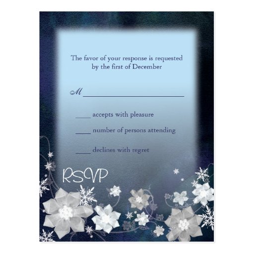 Schnee-Blumenchic-Winter-Hochzeit UAWG (4.25x5.6) Postkarte