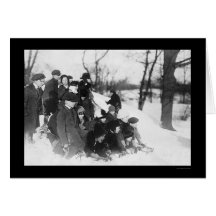 Schnee, der in Central Park 1914 Sledding ist Karten