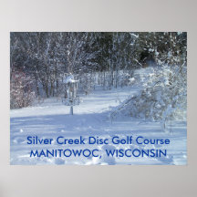 SCHNEE-DISC-GOLF Plakat mit Disc im Schnee