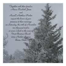 Schnee umfaßte Winter-Kiefern-Hochzeit Einladungskarten