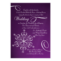 Schneeflocke-lila Winter-Hochzeit Individuelle Ankündigungskarte